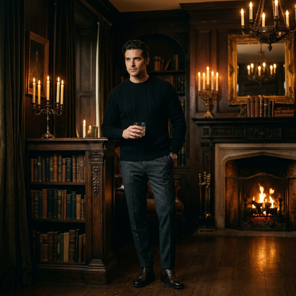 Noir Collection — Black cable-knit sweater